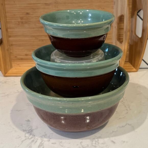 Vintage Red Wing nesting Mixing Bowls Oomph Design, provincial bakeware x3 - Picture 9 of 16